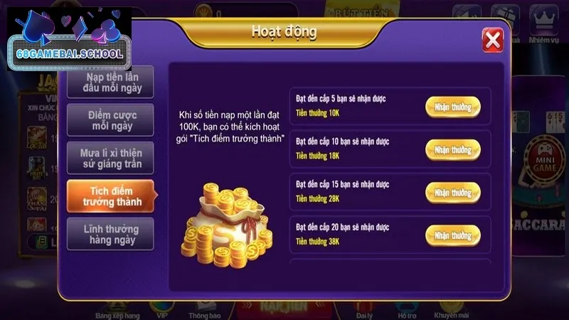 Tích điểm trưởng thành tặng giftcode khi người chơi thăng cấp Tích điểm trưởng thành tặng giftcode khi người chơi thăng cấp